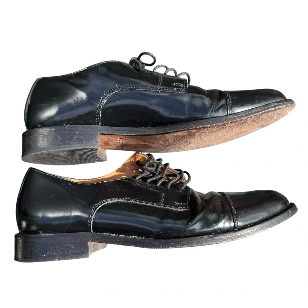 Bostonian Men's Classic Cap Toe Black Leather Dress Shoes Size 9.5